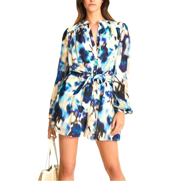 NWT Reiss Tate Multicolor Abstract Printed Romper Playsuit - Sz 8 - Picture 2 of 10